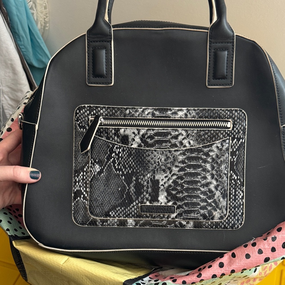 Vera Bradley Black and Snake Print Satchel